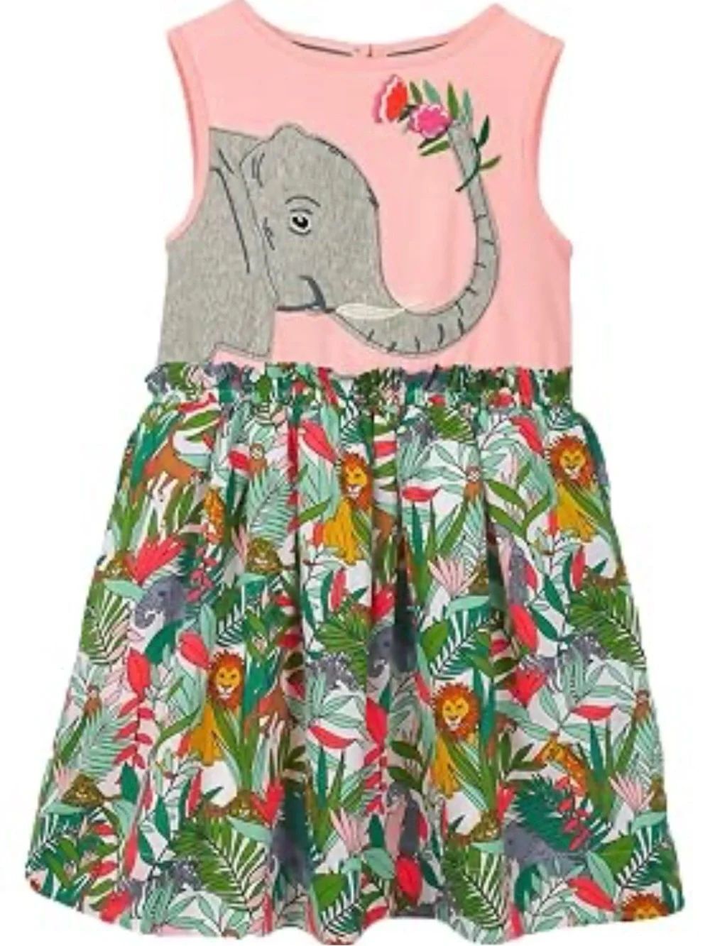 Fauxden Pink Elephant Jungle Print Dress Sz 6-7